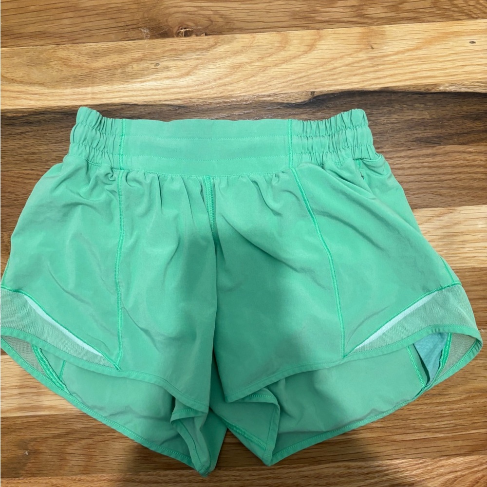 Lululemon Athletica Green Athletic Shorts with Reflective Accents hotty hots